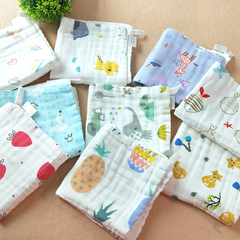 4 Floors High Density Pure Cotton Baby Gauze Rectangular Kindergarten Baby Wash Face Towels Bath no fluorescent softness 865