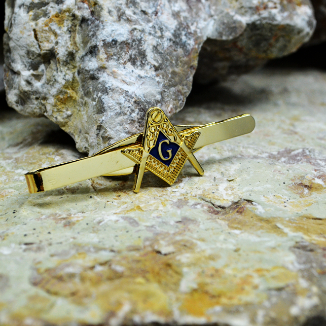 Freemason 3D Stereo G Letter Classic Logo Full Gold Plated Men's Professional Dress Tie Clip Banquet Collar Clip