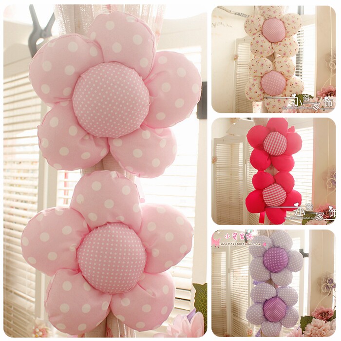 Curtain Buckle Strap Cartoon Tie Rope Creative Cute Korean Style Pair of Sunflower Curtain Clips Curtain Clasp Lace Lace