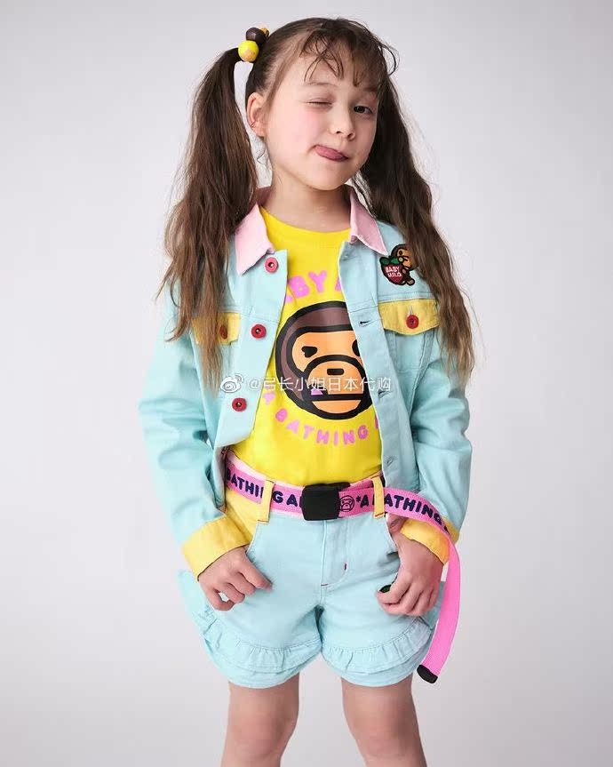 bape kidsday generation 2201 lap logo logos small monkey long sleeve parquet shoulder