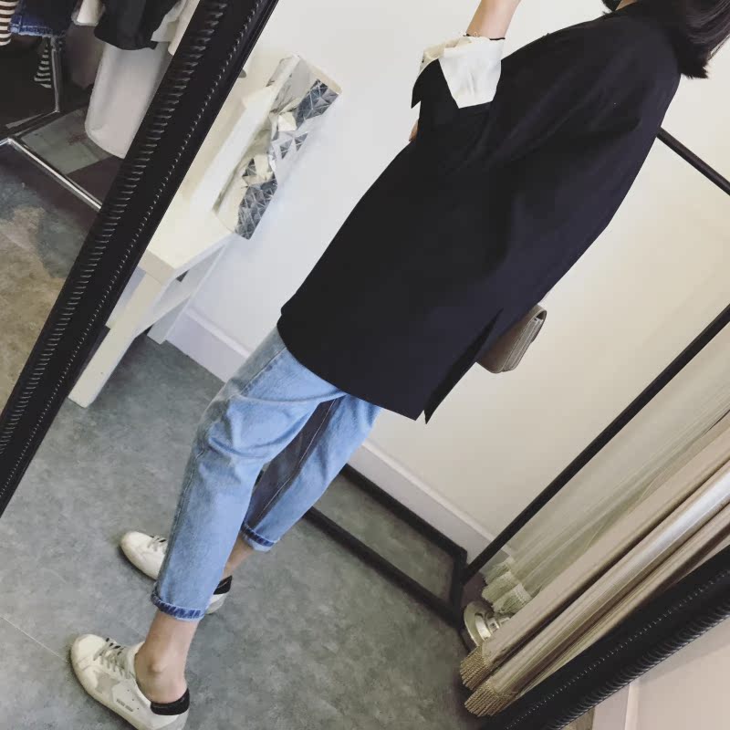 Justq đầu thu mới Hàn Quốc sang trọng retro lỏng một nút hoang phù hợp với áo khoác mỏng phụ nữ đầm thiết kế đẹp