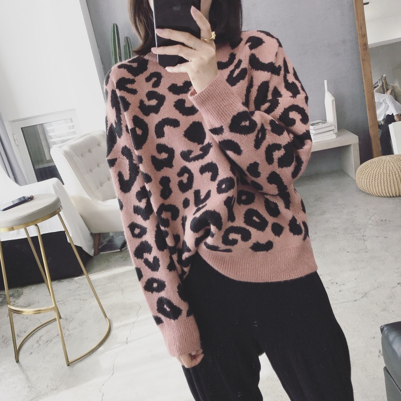Justq mùa đông mới Hàn Quốc retro Leopard jacquard đan áo len ấm áp học sinh áo len trùm đầu áo len nữ hàng hiệu