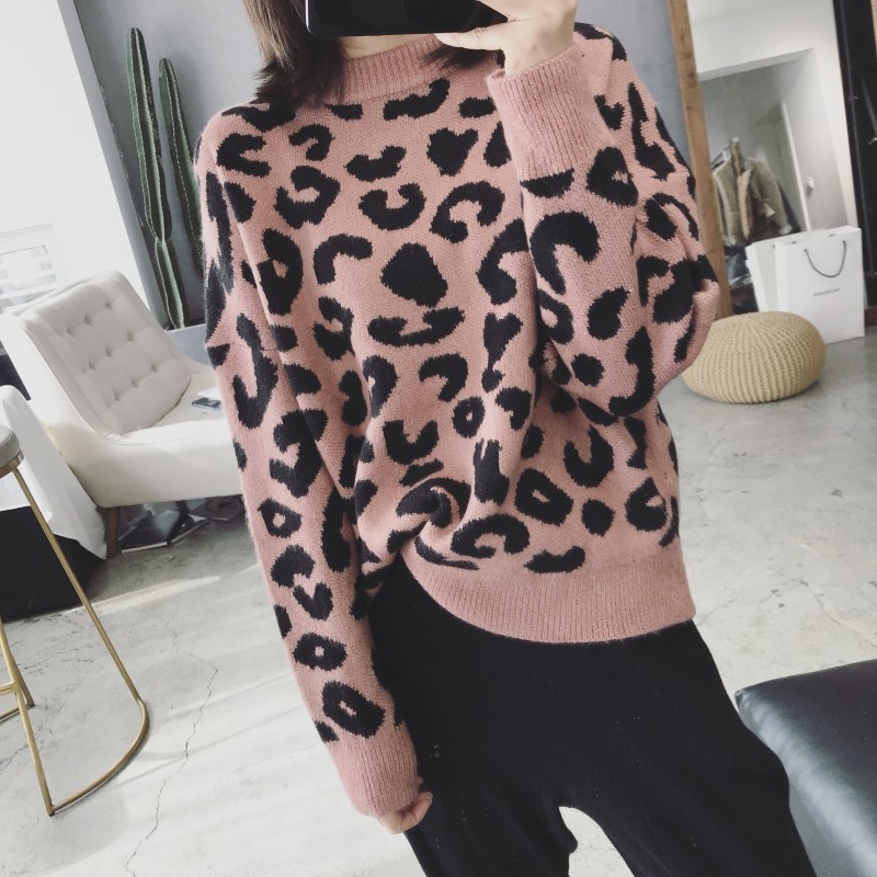 Justq mùa đông mới Hàn Quốc retro Leopard jacquard đan áo len ấm áp học sinh áo len trùm đầu áo len nữ hàng hiệu