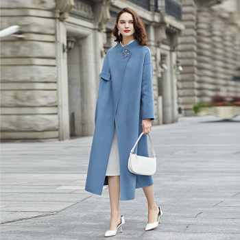 100纯羊毛法式斗篷大衣女秋冬双面呢大衣女长款宽松休闲