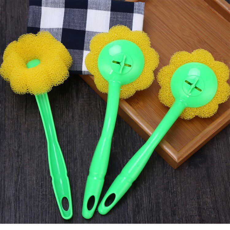 Multipurpose cleaning pan brush to oil stain wash pan brushed wire melon brush brushed long handle sponge brushed non-stick oil pan wash pan brush