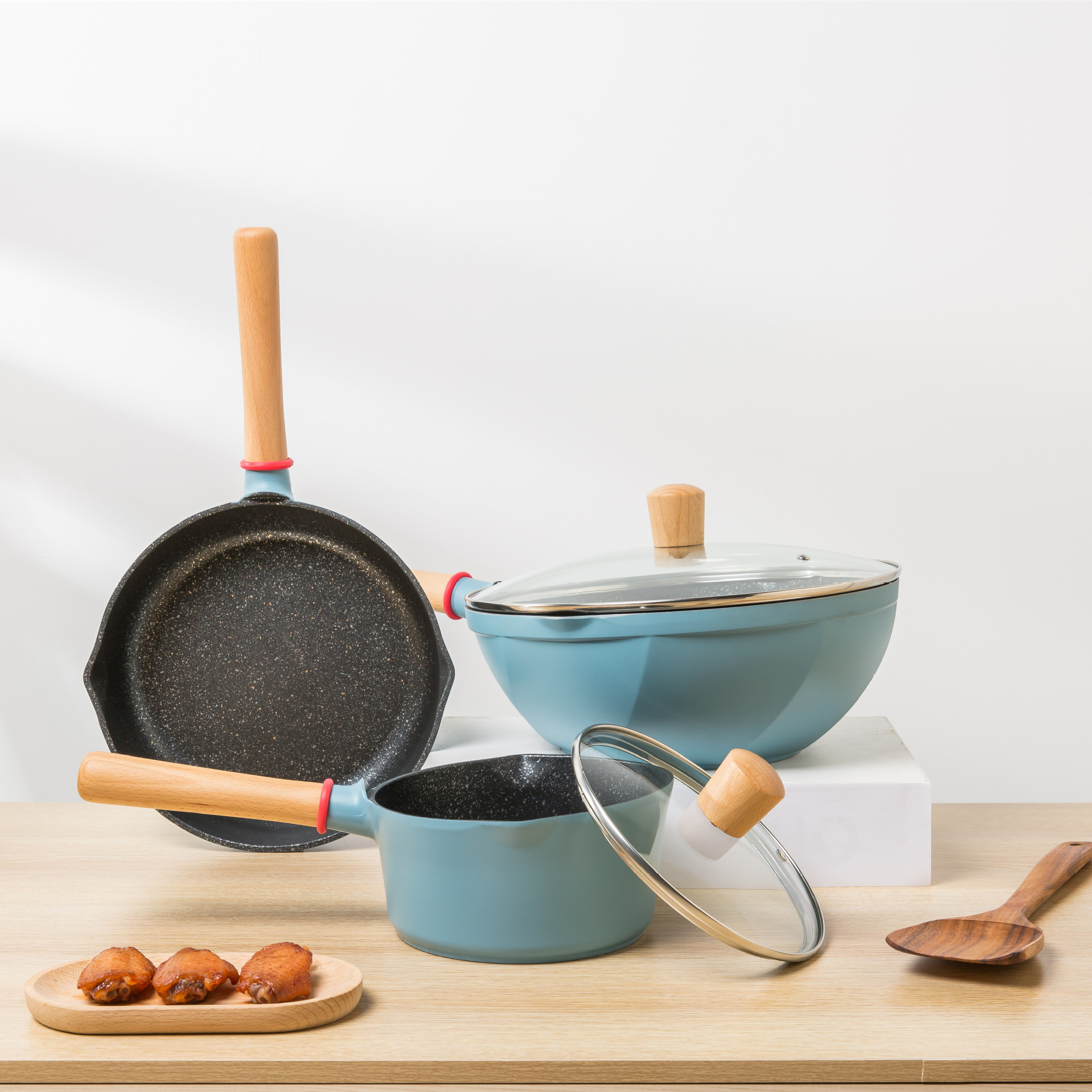 Blue Back Flying Pan Medical Stone Pan Without Pan household induction cookware Wastepan cookware Cookware Cover Set Pan