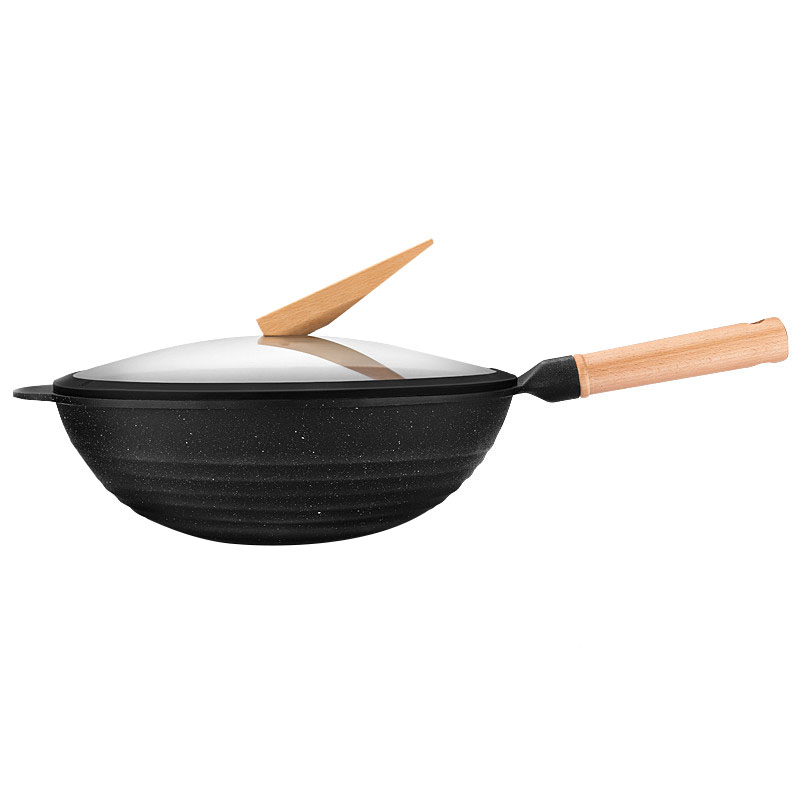 Log series frying pan non-stick pan frying pan with less oil fume multi-functional household frying pan induction cooker gas applicable