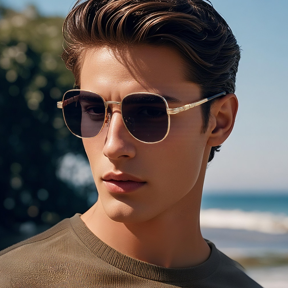 CLEAKOO太阳镜男女通用经典款多边框墨镜潮流金属太阳眼镜AD-T009详情14