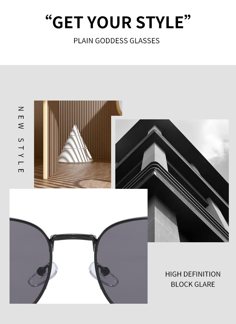 CLEAKOO太阳镜男女通用经典款多边框墨镜潮流金属太阳眼镜AD-T009详情2