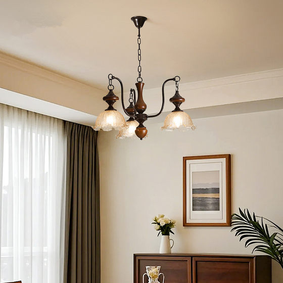 French Retro Style Living Room Chandelier Ice Crack Cover Nanyang Style Medieval Bedroom Dining Room Chandelier Modern Hall Main Light