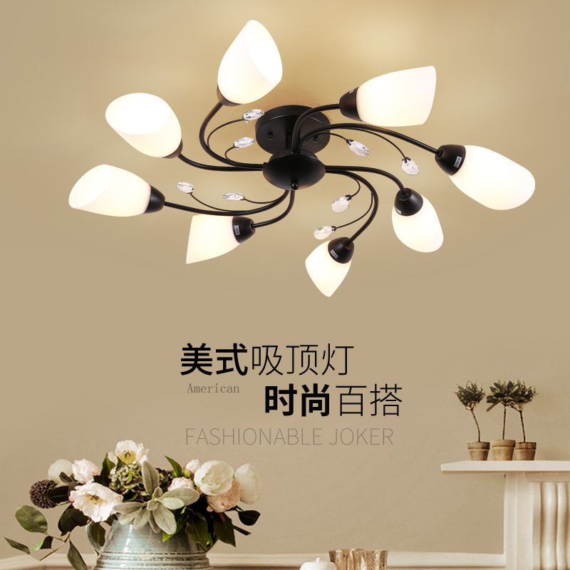 American minimalist living room lamp ceiling lamp Nordic creative wrought iron lighting modern warm master bedroom lamp dining room lamp