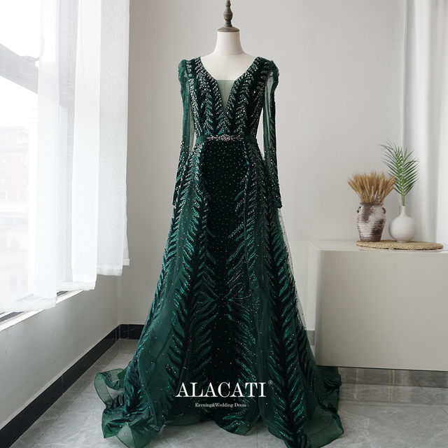 Alacati's new fishtail tail long evening dress high-end slimming high waist slimming toast hosting performance