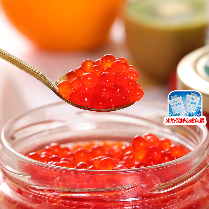 Russian canned imported maha caviar ready-to-eat flying fish roe red caviar sushi condensed caviar 200g