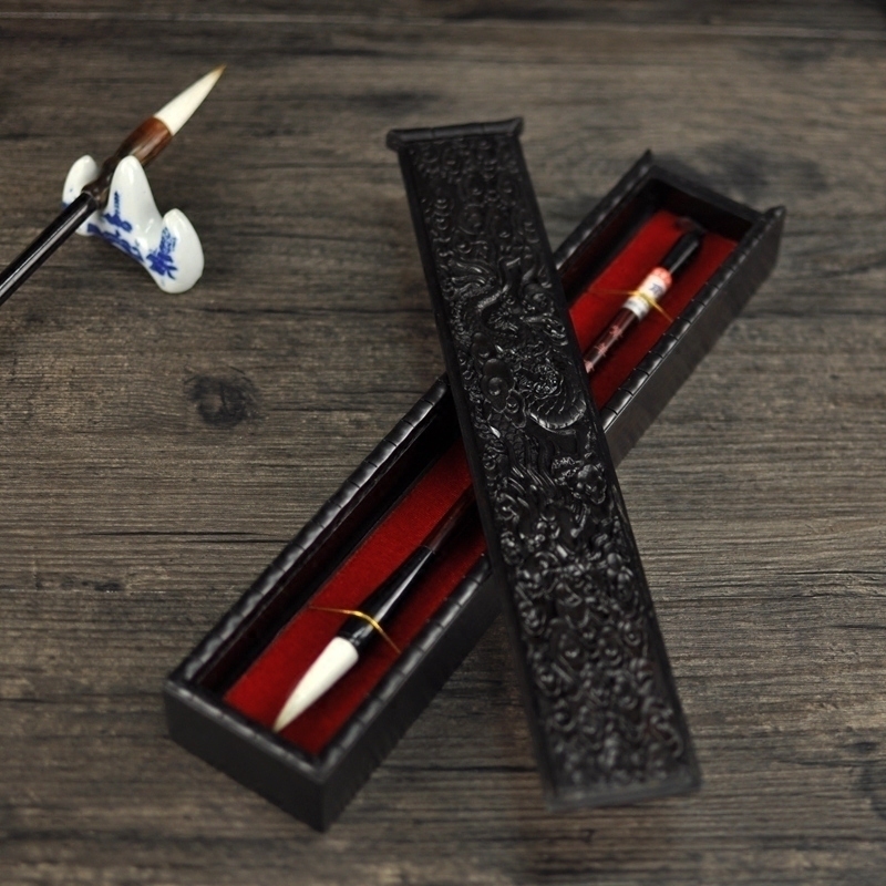 Red Wood Tire Hair Fetal Hair Pencil Case Upscale Wooden Hairpin Necklace necklace with first decorated box solid wood Wenfang Brush Collection Box