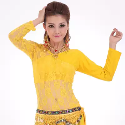 Jiayu belly dance jacket new lace long sleeve practice clothing tribal practice wear diagonal shoulder two-piece S90
