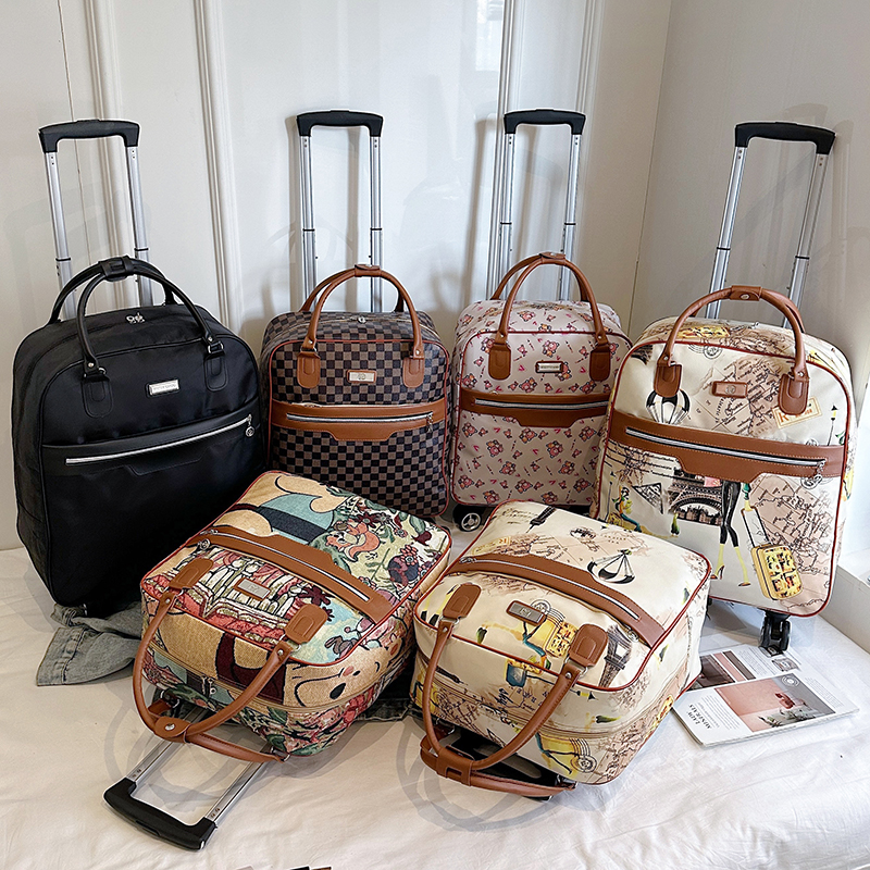 Short Haul Tie Bag Hand Travel Luggage Bag Den Case Folding Universal Wheel Travel Bag Woman Large Capacity Pulley Bag-Taobao