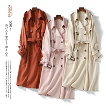 I00 % pure heather spring autumn monolayers without hanging in the air without bloated and long style double-row buttoned windcoat jacket with big code lady