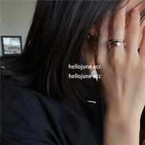 hellojune 925 silver solid ring Daily match clean glossy silver ring