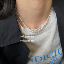 hellojune natural pearl size combination necklace shaped irregular pearl necklace