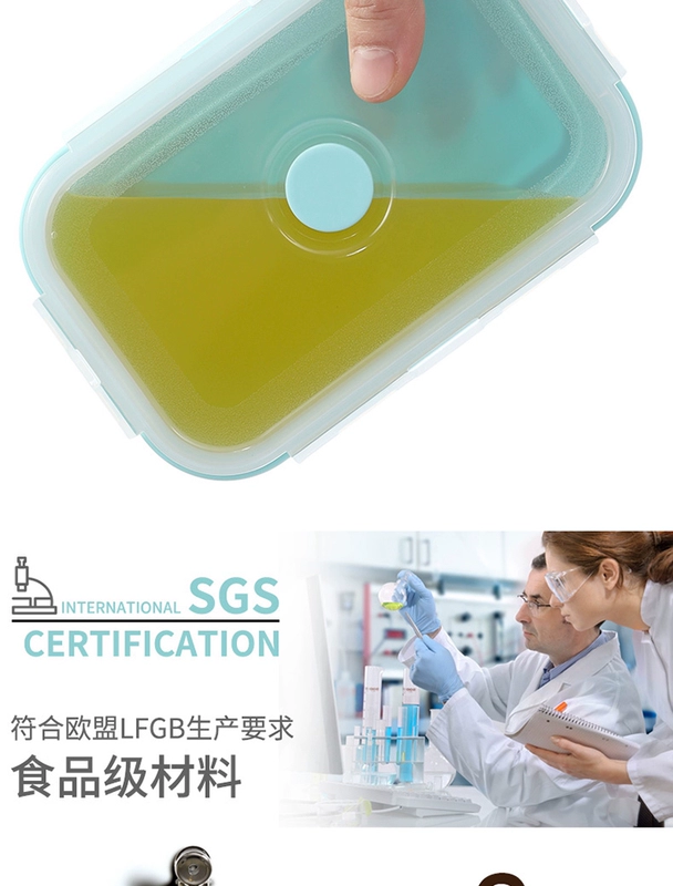 Silicone gấp hộp ăn trưa dã ngoại ngoài trời di động hộp ăn trưa lò vi sóng lò lưu trữ nhiệt độ cao hộp kín có thể thiết lập - Hộp cơm điện sưởi ấm hộp cơm điện chính hãng