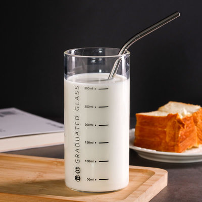 玻璃水杯微波炉可加热带刻度的儿童大人早餐冲泡牛奶粉量杯子家用