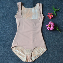 Skin color apricot-colored mesh fabric non-velvet non-hook Silk Pure version thick plus velvet thermal underwear one-piece body shaping suit