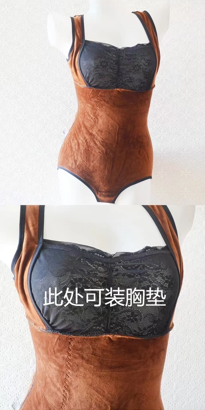 Mùa đông màu đỏ và đen làm dày màu da cộng với nhung ống tam giác hàng đầu với áo lót bodorset corset nhiệt đồ lót