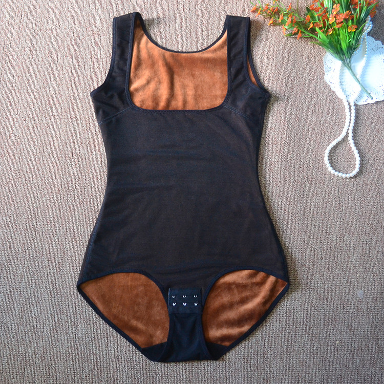 Mùa thu và mùa đông dày cộng với nhung một mảnh corset đồ lót nhiệt tam giác cơ thể định hình đồ lót phụ nữ mở giảm béo phụ nữ áo tắm một mảnh