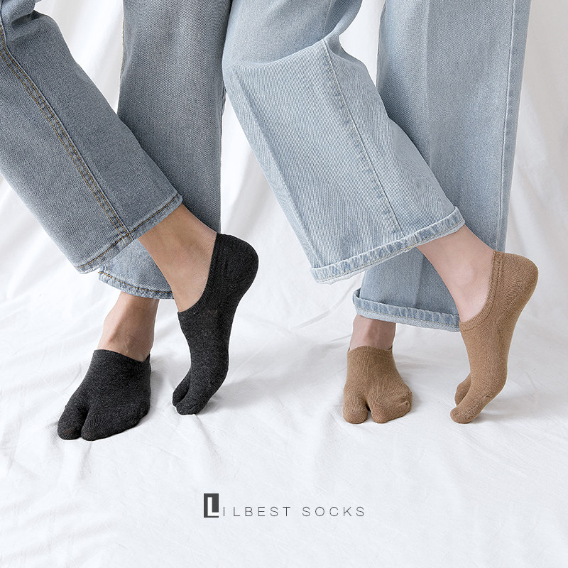 Couple socks for men and women summer pure cotton two-finger invisible socks clogs two-toed boat socks shallow mouth split toe socks thin five-finger socks