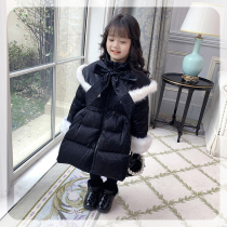 The girls cotton coat winter long 2021 new childrens clothing Korean version of foreign style black childrens cotton coat