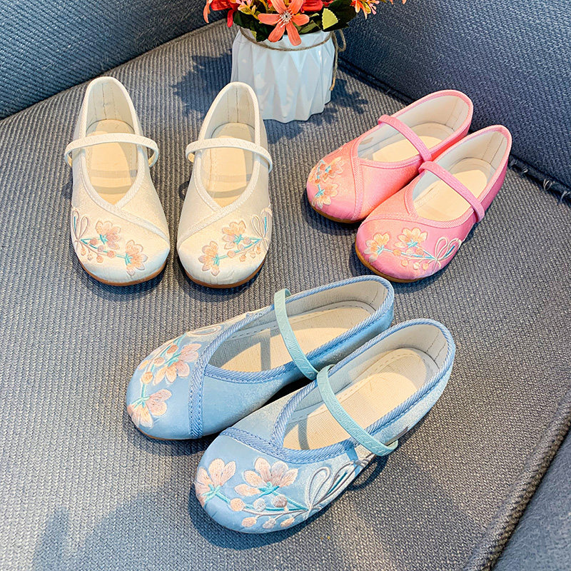 Girl Ancient Clothing Shoes Fall New CUHK Child Soft Bottom Princess Shoes Baby Hanfu China Wind Children Embroidered Shoes