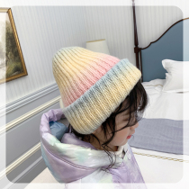 The girls knitted hat autumn and winter 2021 new warm cute baby hat Winter Childrens wool hat tide