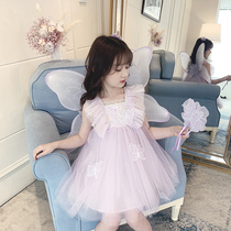 Girls summer dress dress dress with wings 2021 new foreign style fashion mesh girl skirt children princess dress summer