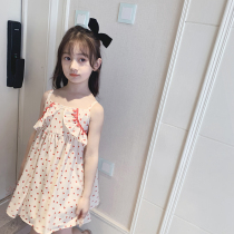 Girl suspender skirt summer 2021 new summer fashion Korean version of chiffon little girl skirt wave dot childrens dress