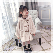 Ran Rans girl coat winter woolen New 2021 foreign style long baby winter dress childrens woolen coat