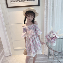 Girl dress small flower summer 2021 new foreign style Net Red Girl holiday skirt children beach dress