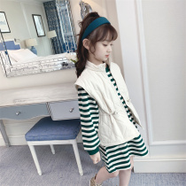 Girl cotton vest spring and autumn foreign style 2021 New Fashion little girl waistcoat windproof white waist childrens vest