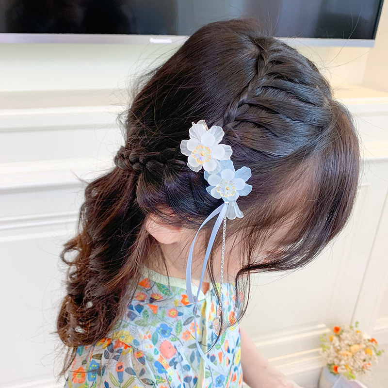 Peach Blossom Flowers Children Hanfu Headwear China Wind Hair Accessories Little Girl Ancient Dress Accessories Retro Girl Ancient Wind Hair Clip