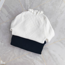 The girl sweater pullover 2021 new foreign-style baby Autumn clothing wooden ear childrens base shirt sweater