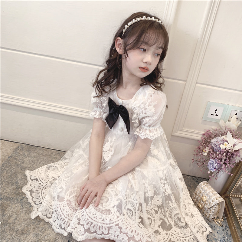 Girls dress Net Red children's clothing 2021 New French high-end foreign style little girl lace dress children princess dress