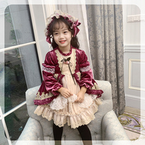 Lolita girl winter plus velvet padded princess dress 2021 New Style children purple dress