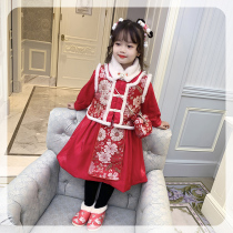 Ran Rans girl Tang suit winter 2021 New Chinese style cotton cotton baby suit red thick childrens Greet