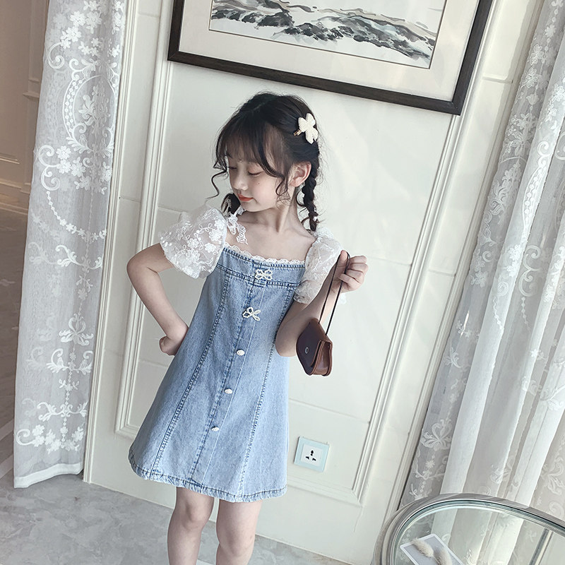 Girl's dress summer beautiful air French salt system Summer Kinden Kinden Children's Dress Summer Cowgirl Dress