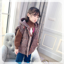 The girl vest autumn and winter 2021 New Vintage plus cotton disposable little girl coat childrens vest winter