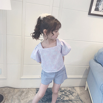 Girls T-shirt summer fashion 2021 New Korean version of foreign style little girl bubble sleeve coat children short sleeve pink