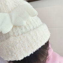 Ran Ran girl hat autumn 2021 New cute angel wings cap winter warm children knitted hat