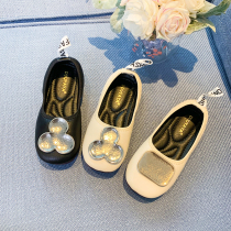 2021 Girls  small leather shoes spring and autumn foreign style little girl Korean version wild princess Doudou shoes Childrens fashionable single shoes