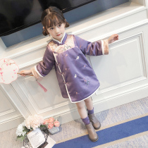 Girls New Years service Chinese style 2021 new autumn and winter Chinese style and thick Chinese New Year childrens winter clothes
