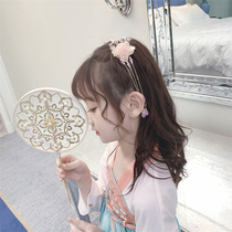 Girl headdress Chinese style 2021 new little girl flower hair accessories princess pink Hanfu accessories baby hair card