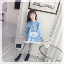 Girl dress 2021 autumn and winter New cute cartoon Aisha dress children knitted skirt